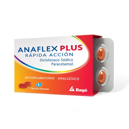Anaflex Plus Analgésico antiinflamatorio x 8 Cápsulas blandas