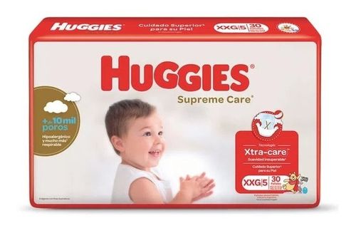 Huggies Supreme Care Unisex Pañales  Xxg 30 unidades
