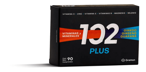 102 Plus Vitaminas Minerales Ginko Ginseng Guarana X 90 Comp
