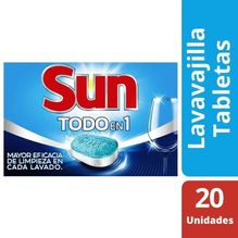 Detergente Sun Lavavajilla Todo En 1 Pastillas 20 Unidades