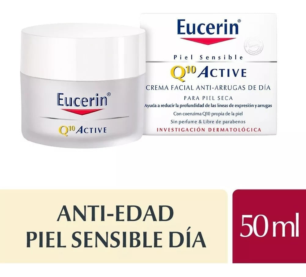 baños Víspera de Todos los Santos clérigo Eucerin en FarmaPlus: Crema facial antiarrugas de día Eucerin Q10 Active  para piel seca x 50 ml - FarmaPlus
