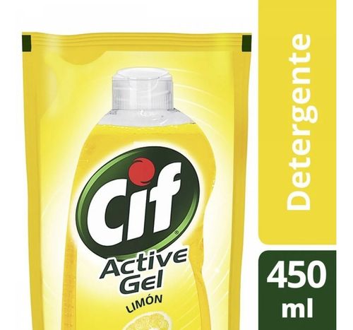 Cif Active Detergente Lavavajilla Gel Limón 450ml Repuesto