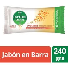 Espadol Dettol Jabón En Barra Exfoliante 3 Unidades X 80g