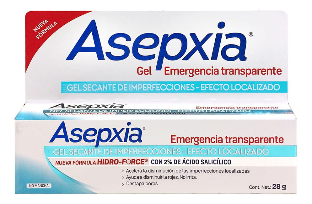 Asepxia Gel Emergencia Transparente X 28grs en FarmaPlus -