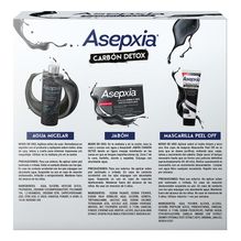 Asepxia Carbón Kit Limpieza Agua Micelar Jabón Mascarilla