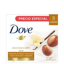 Dove Karité Y Vainilla Jabón En Barra 90g Pack X 3 Unidades