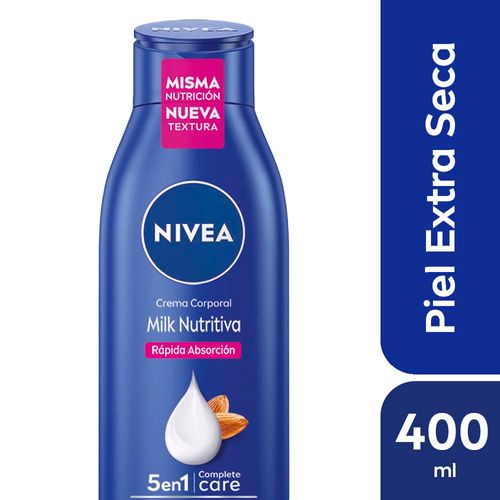 Crema corporal hidratante NIVEA Milk Nutritiva para piel extra seca en botella x 400 ml