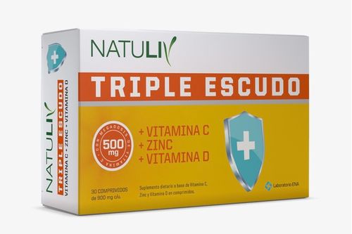 Natuliv Triple Escudo Vitamina C  D Y Zinc  X 30 Comp
