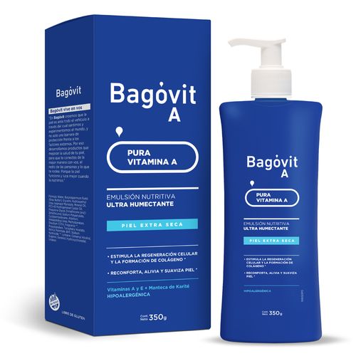 Emulsión Nutritiva Humectante Bagóvit A para Piel Extra Seca por 350 gramos