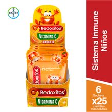Redoxitos Suplemento Dietario a base de Vitamina C Sabor Naranja x 6 Sachets de 25 Pastillas Masticables c/u. Libre de gluten.