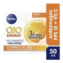 Crema facial antiarrugas NIVEA Q10 Energy + Vitamina C y E FPS 15 x 50 ml