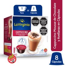 Cafe En Capsulas La Virginia Cappuccino Mousse Avellanas X 8