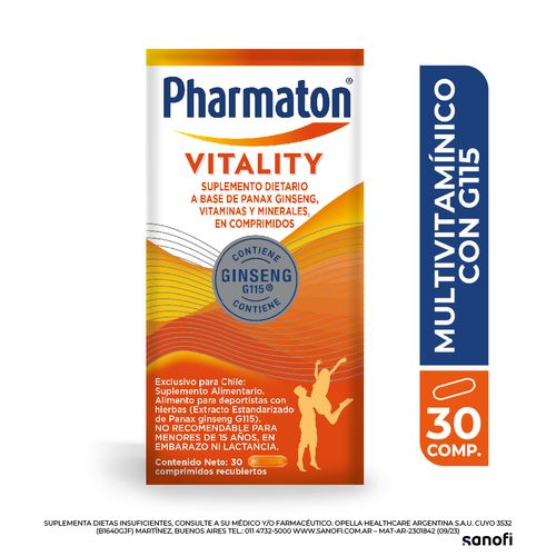 Pharmaton Vitality Suplemento Ginseng Vitamina Minerales 30 comprimidos