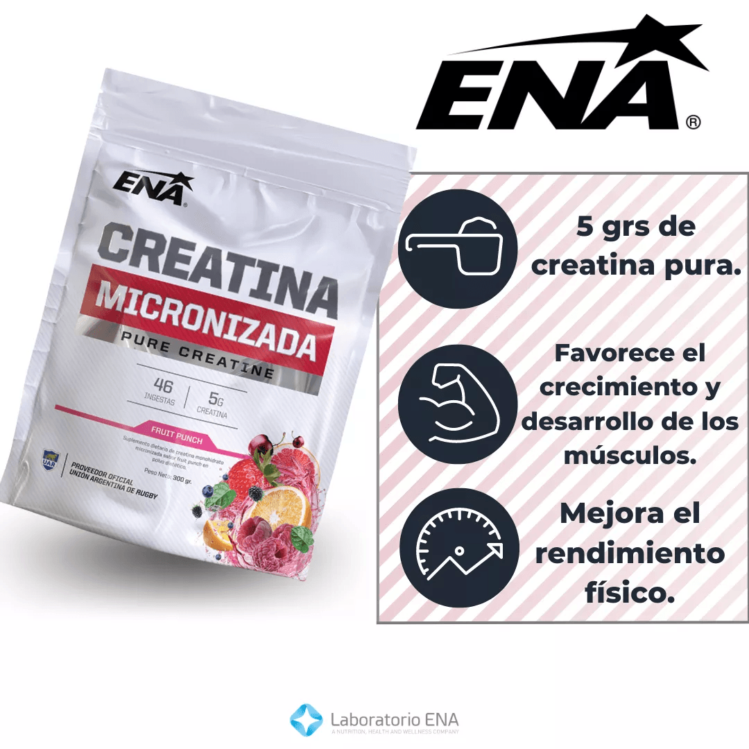 Ena Farmaplus Sport Creatina Micronizada 300g Polvo Doypack Fruit Punch -  Dermocosmética, cuidado personal y farmacia online - FarmaPlus