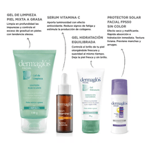 Kit Facial Dermaglós Rutina Piel Mixta A Grasa + Serum Vit C