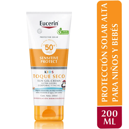 Protector solar corporal y facial Eucerin Kids Gel-Crema Piel sensible FPS 50+ x 200 ml