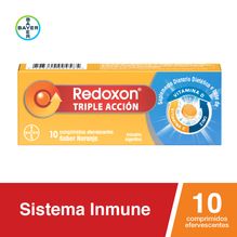 Redoxon Triple Acción Suplemento Dietario Dietético a base de Vitamina C, Vitamina D y Zinc x 10 Comprimidos Efervescentes Sabor Naranja