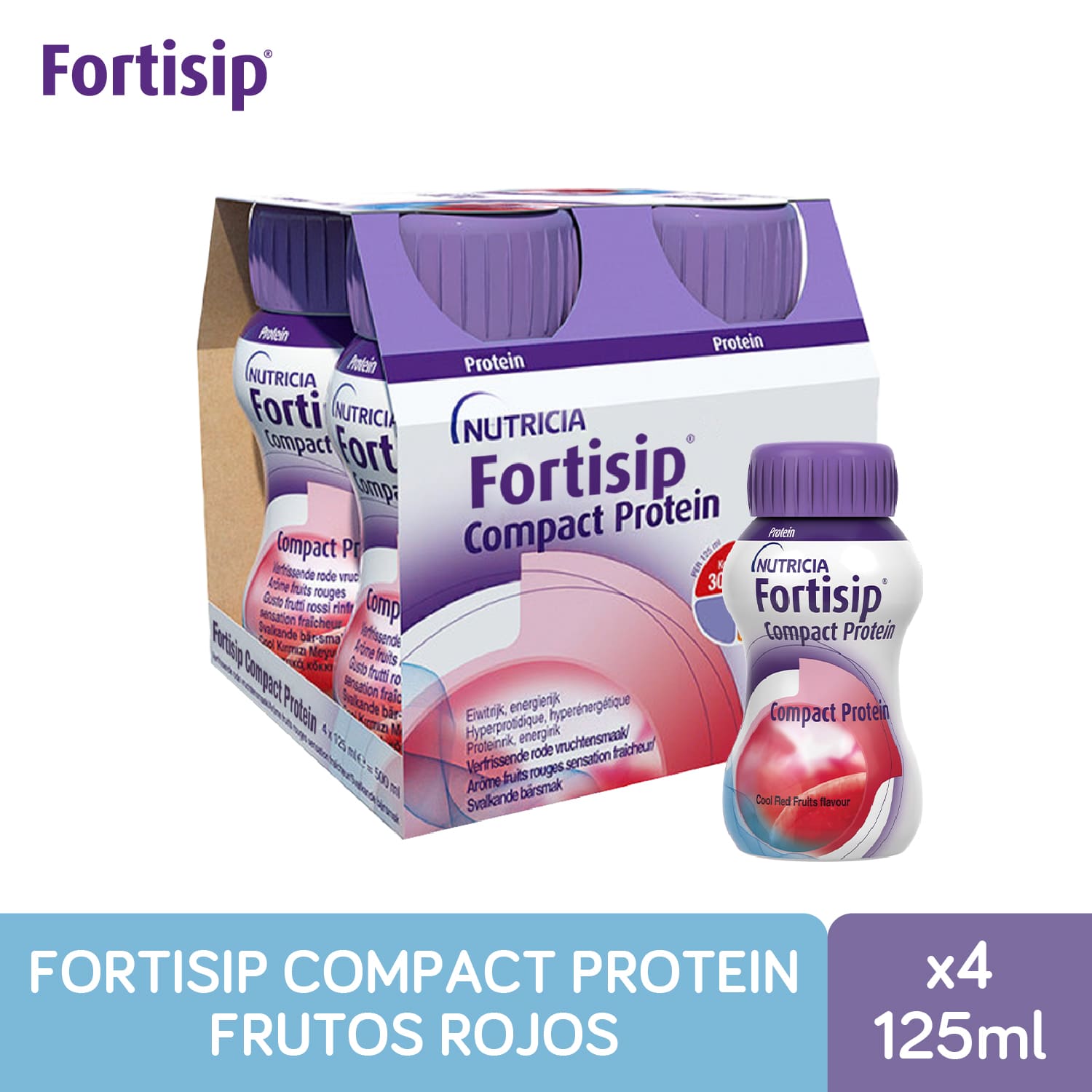 Fortisip Compact Frutos Rojos Líquido 125ml x 4 Ud - FarmaPlus