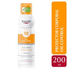Protector solar corporal en spray Eucerin Toque Seco para piel sensible FPS 50 x 200 ml