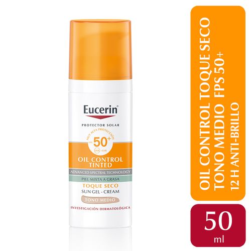 Protector solar Eucerin Oil Control Sun Face Toque Seco Tono medio FPS 50  x 50 ml