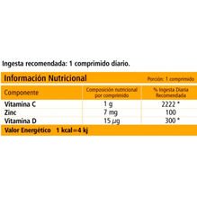 Vitamina C + D3 + Zinc Triple Acción Geonat 30 Comprimidos