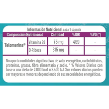 Telomerina Nad+ Longevidad 30 Capsulas Vegetales