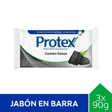 Jabón Protex Carbón Detox Antibacterial 90g Pack 3 Unidades