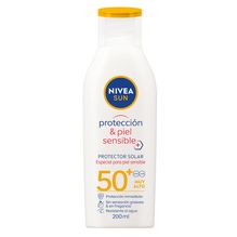 Protector solar NIVEA SUN Protección y Piel sensible FPS 50 Resistente al agua x 200 ml