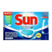 Detergente Sun Lavavajilla Todo En 1 Pastillas 20 Unidades