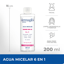 Dermaglós Facial Agua Micelar 6 En 1 Desmaquilla Limpia Hidrata 200ml