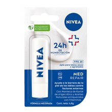 Protector labial humectante NIVEA Med Repair FPS 20 para todo tipo de piel x 4,8 gr