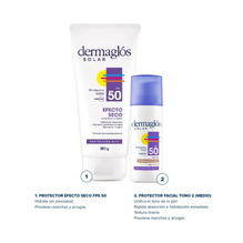 Dermaglós Solar Combo Efecto Seco + Facial Tono Medio