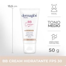 Dermaglos Bb Cream Facial Con Color Tono Medio Fps30 50 G