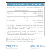 Magnesio Plus Natuliv Zinc Vitamina B6 30 Cápsulas