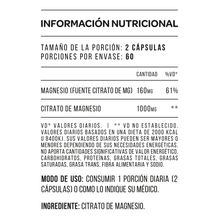 Citrato De Magnesio 500mg Star Nutrition 60 Cápsulas