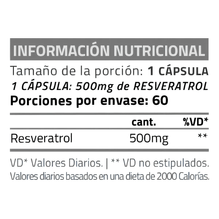 Resveratrol 500 Star Nutrition Antioxidante 60 Capsulas