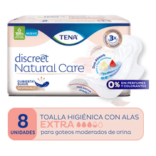 Toalla Femenina Tena Discreet Natural Care Con Alas 8 Unidades