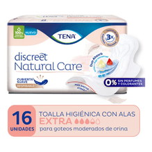 Toalla Femenina Tena Discreet Natural Care Con Alas 16 unidades