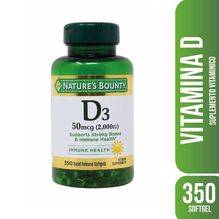 Nature's  Bounty Vitamina D3 50ug 2000ui 350 Cápsulas Blandas
