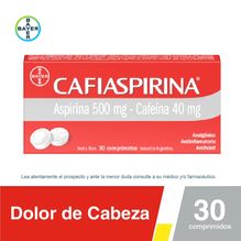 Cafiaspirina con Aspirina 500mg + Cafeína 40mg x 30 Comprimidos