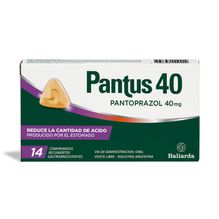 Pantus 40mg Reduce la cantidad de ácido producido por el estómago14 comprimidos
