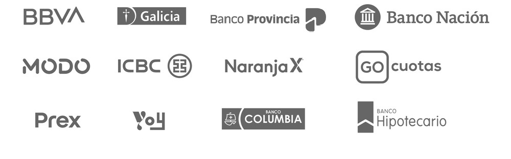 Logos de los bancos con promociones exclusivas en Farmaplus