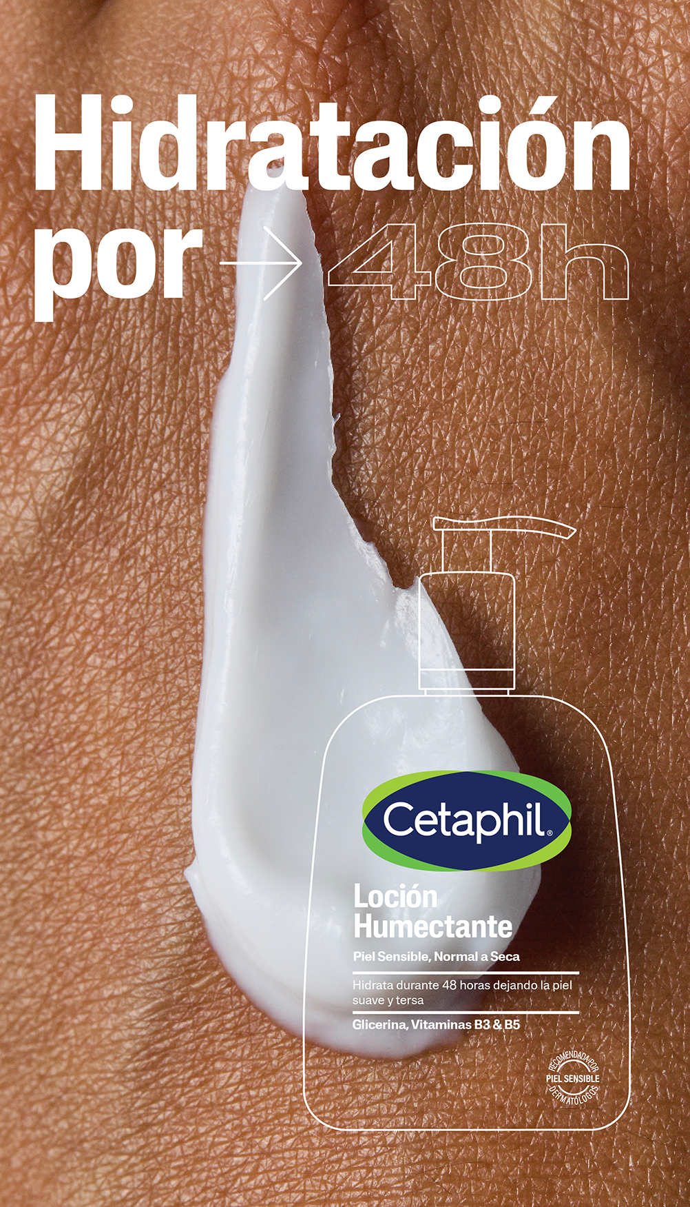Loción hidratante Cetaphil con acción prolongada por 48 horas para piel seca o sensible