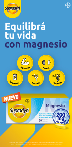 Banner Supradyn Magnesio con vitaminas y minerales para energía, fuerza y equilibrio diario