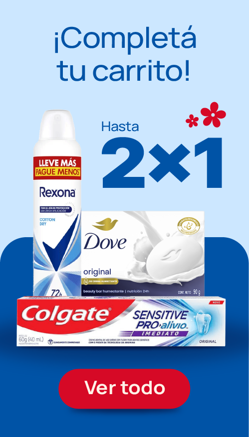 Banner con productos Rexona, Dove y Colgate en promoción 2x1