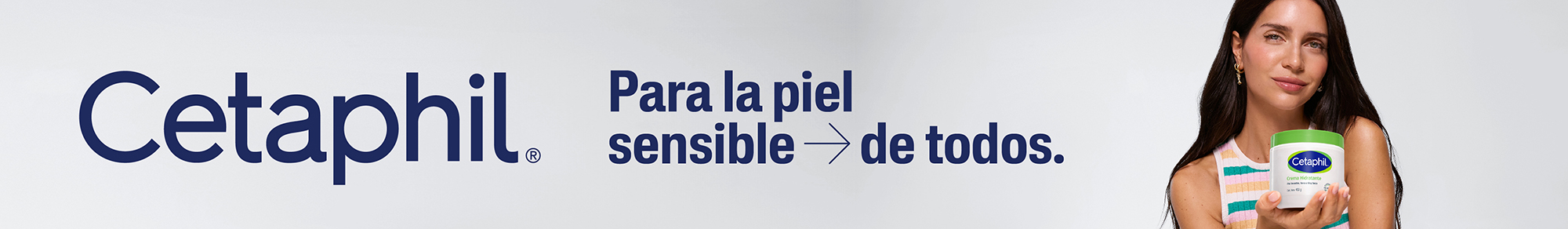Banner principal de la landing de Cetaphil con lema “Para la piel sensible de todos”
