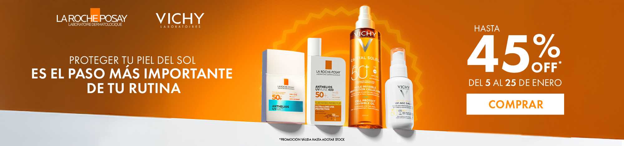 La Roche-Posay, Vichy y Cerave con hasta 45% de descuento en Farmaplus