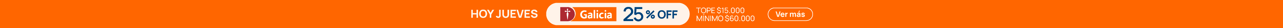 25% OFF con Banco Galicia en 1 pago hoy jueves