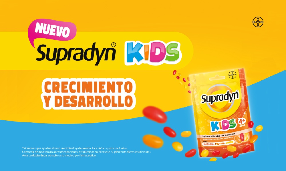 Banner Supradyn Kids con vitaminas para el crecimiento y desarrollo de los niños