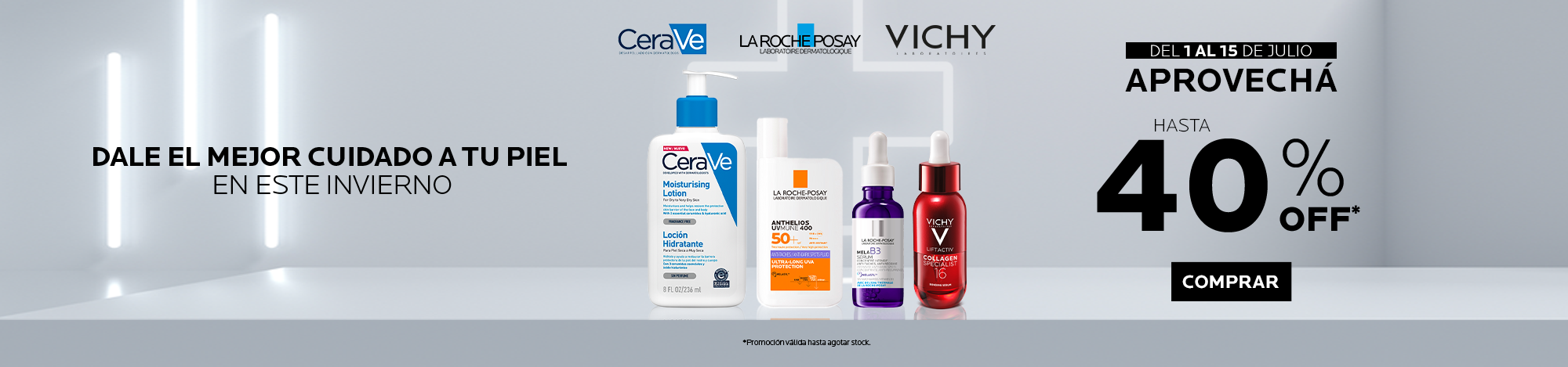 Ofertas en dermocosmética con hasta 45% OFF: tratamientos faciales, antiage, sérums y más